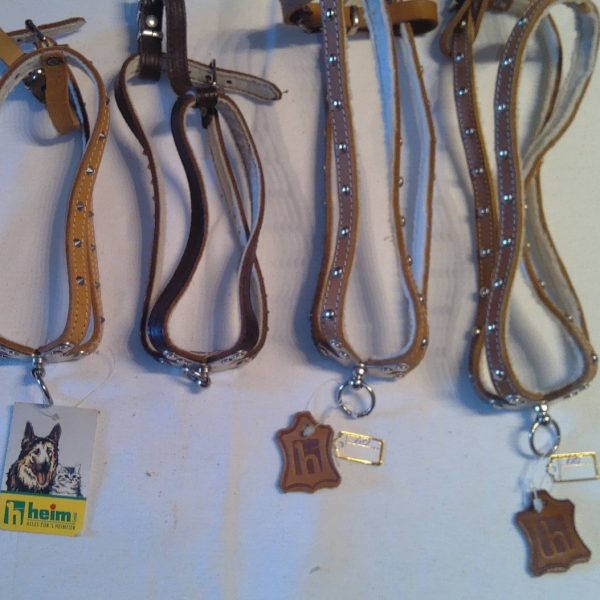 Hundegeschirr mit Nieten Leder, Heim, hellbraun braun, Größe 50 / 50 / 60 / 65