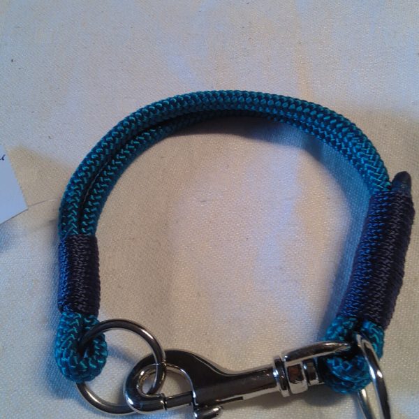 Hundehalsband Tauleine 30 cm, Handarbeit, petrol, Größe 30 cm