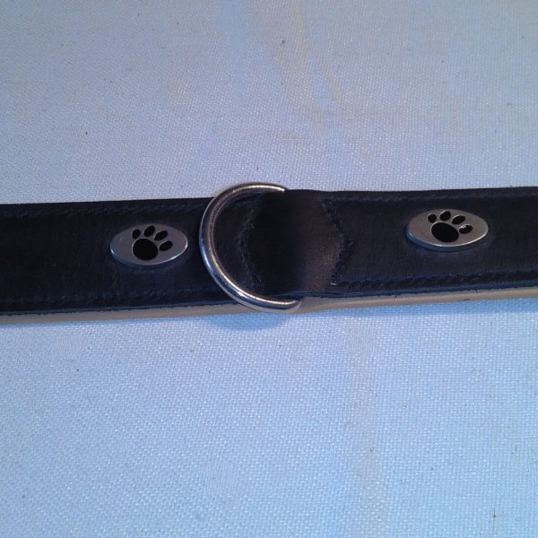 Hunter Halsband Luxus Pfotenabdrücke als Zierbeschlag, Hunter, schwarz, Größe 45 cm